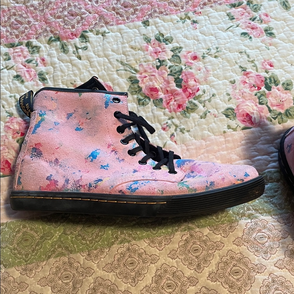 Dr. Martens Pastel Pink and Blue Splash Boots - Picture 3 of 3